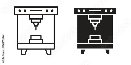 3D printer icon. Sign design in outline and flat style for web