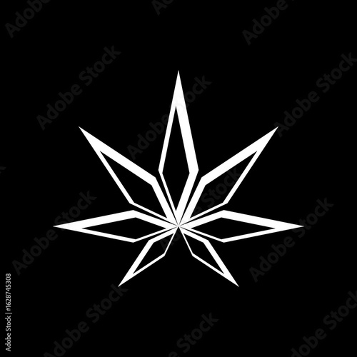 Cannabis leaf logo icon isolated on black background
