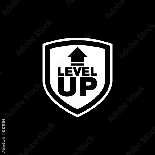 Level up icon isolated on black background