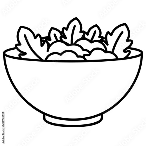 Salad bowl line icon. Healthy food and vegetarian symbol.