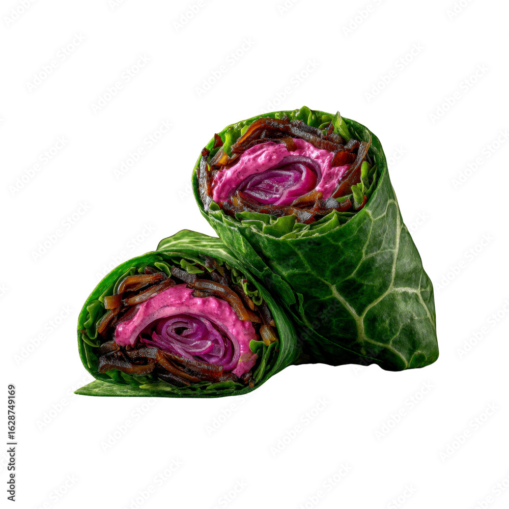 Fototapeta premium Delicious Beetroot and Mushroom Kale Wraps