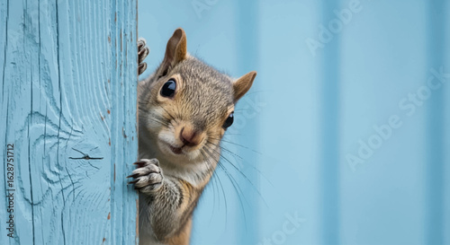 A shy furry squirrel funny close up expression