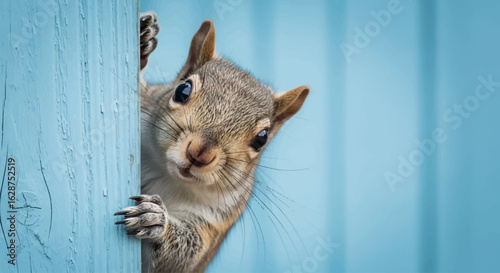 A shy furry squirrel funny close up expression