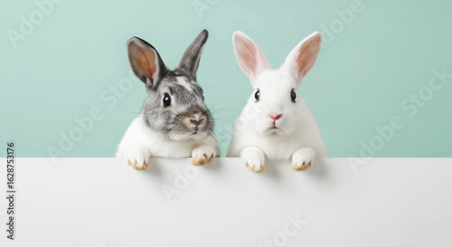 #2 fluffy cute rabbit hand on a white paper