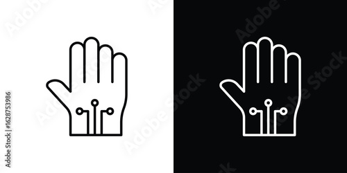 Wired gloves icon for app. Thin line signs.