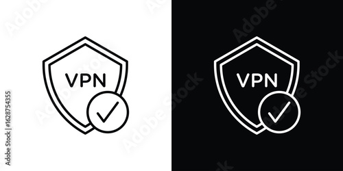 Virtual private network icon for app. Thin line signs.