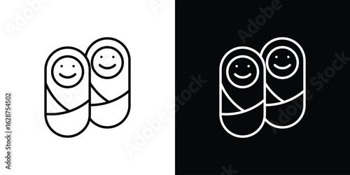 Twin icon for app. Thin line signs.