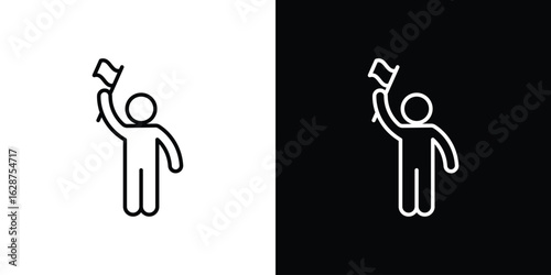 Tour guide icon for app. Thin line signs.