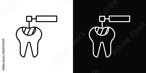 Tooth filling icon for app. Thin line signs.