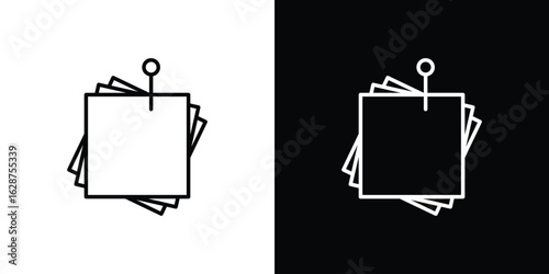 Sticky notes icon for app. Thin line signs.