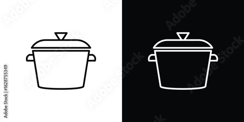 Stew pot icon for app. Thin line signs.