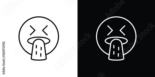 Puking emoji icon for app. Thin line signs.