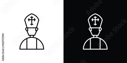 Pope icon for app. Thin line signs.