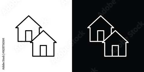 Neighborhood icon for app. Thin line signs.