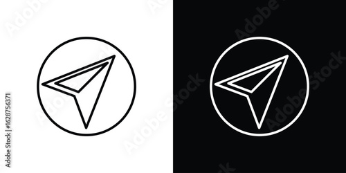 Navigate icon for app. Thin line signs.