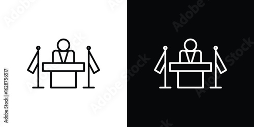 Mayor icon for app. Thin line signs.