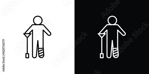Man with broken leg icon for app. Thin line signs.