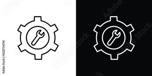 Maintainance icon for app. Thin line signs.