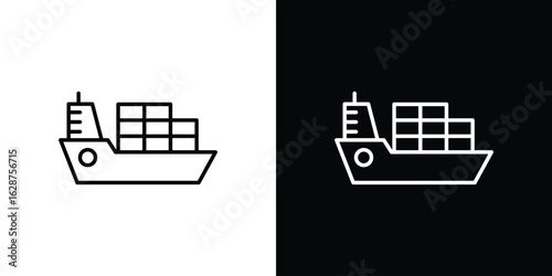 Logistic ship icon for app. Thin line signs.