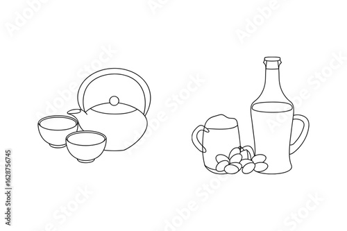 Teaware Collection Linear Design Featuring Pitcher And Cups