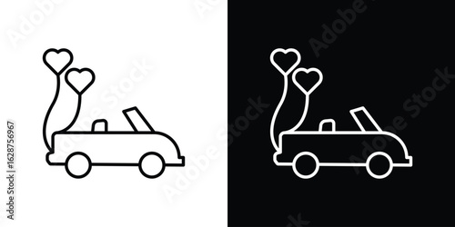 Just married icon for app. Thin line signs.