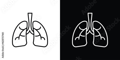 Human lungs icon for app. Thin line signs.