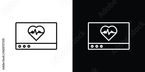 Heart rate monitor icon for app. Thin line signs.