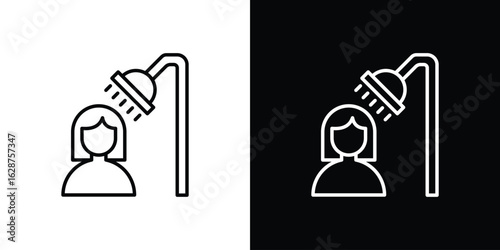 Hair washing icon for app. Thin line signs.