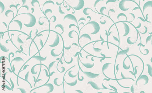 Wallpaper Mural Seamless pattern with branches of flowers and leaves. Flourish summer nature swirl line decorative texture. Vector flourish artistic illustration in retro graphic style Torontodigital.ca