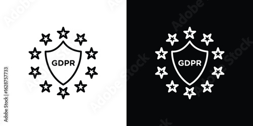 GDPR icon for app. Thin line signs.