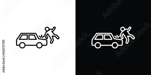 Frontal crash icon for app. Thin line signs.