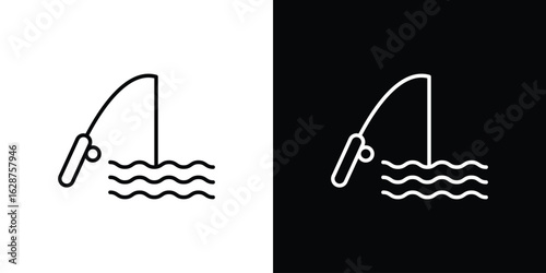 Fishing icon for app. Thin line signs.