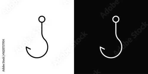 Fishing Hook icon for app. Thin line signs.