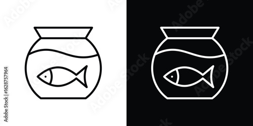 Fish bowl icon for app. Thin line signs.