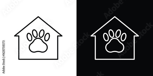 Dog Shelter icon for app. Thin line signs.