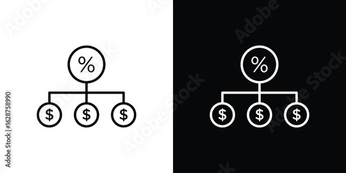 Commission icon for app. Thin line signs.