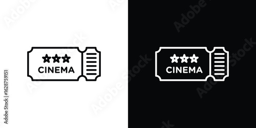 Cinema tickets icon for app. Thin line signs.