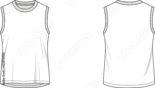 A technical fashion flat sketch on a white background, showcasing the front and back views of a high-waisted, ankle-length skirt with a slim fit and a thigh-high side slit, illustra