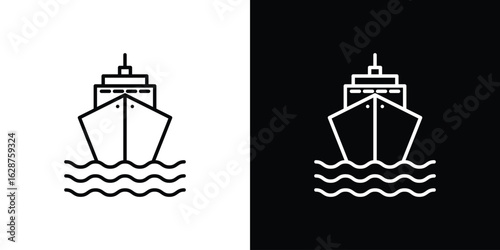 Cargo ship icon for app. Thin line signs.