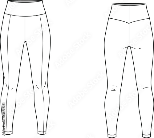 A technical fashion flat sketch on a white background, showcasing the front and back views of a long-sleeve maxi wrap dress with a V-neckline, self-tie belt, and side slit, i