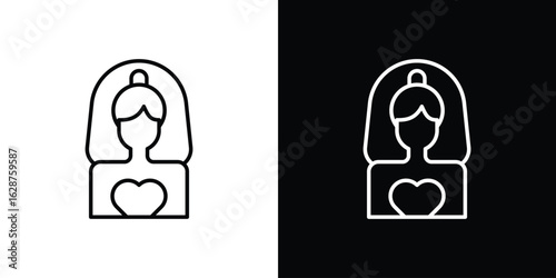 Bride icon for app. Thin line signs.