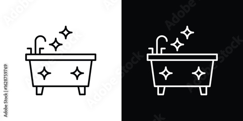 Bathtub cleaning icon for app. Thin line signs.