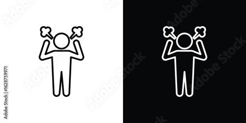 Angry human icon for app. Thin line signs.