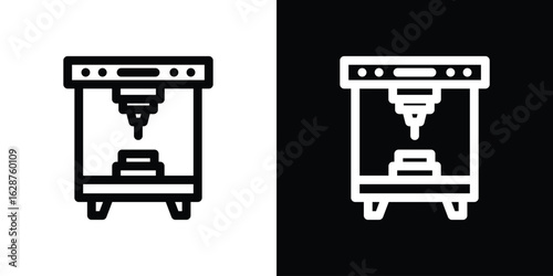 3D printer icon for app. Thin line signs.