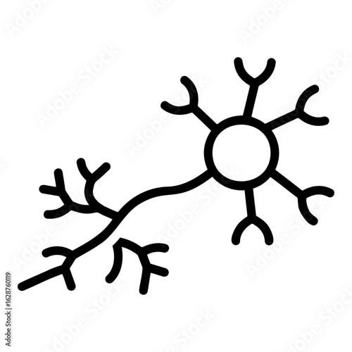 Neuron axon and dendrite icon representing neural connections in a minimalist design