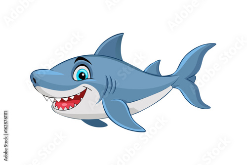 Happy cartoon shark smiling with sharp teeth