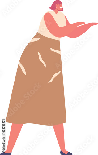 Positive elegant woman gesturing vector illustration