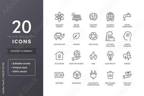 Ecology and energy icons showcasing sustainability and green initiatives for a cleaner future now