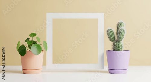 photo frame with pot plants 