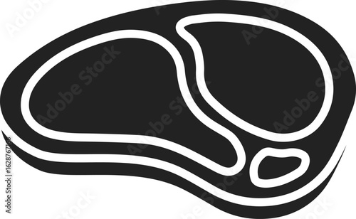Steak meat icon. Black silhouette. Vector. Flat design.	